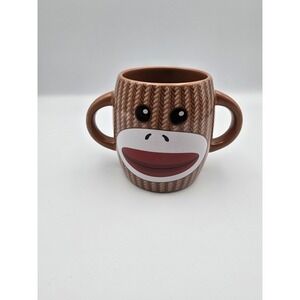 Galerie Sock Monkey‎ Double Handle Coffee Cup Mug Brown 16oz